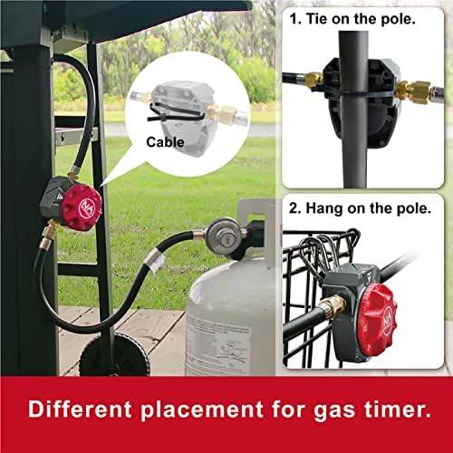 NO WORRIEZ Safety Auto Shut-Off Gas Timer for Propane & Natural Gas | Outdoor Grill, Fire Pit, Pizza Oven | – 100,000 BTU w/ 3/8" Flared Connector & Hose, Patent Pending - Image 3