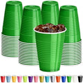DecorRack Dark Green Plastic Cups, 12 oz Disposable Cups, Reusable Party Supplies (40 Count) by DecorRack