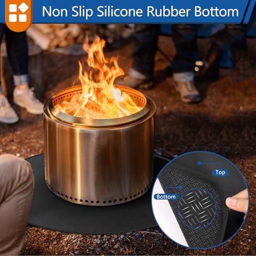 Anze Round Under Grill Mat for Outdoor Grill, 48 Inch Anti-Slip BBQ Floor Mats, Easy to Clean Reusable Fireproof Grill Pad, Oil-Proof Waterproof Protector for Deck Fireplace Pit Mat Black - Image 6