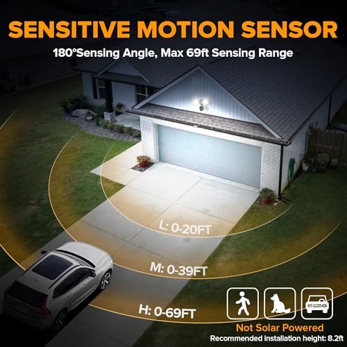 LUTEC 32W 3500 Lumen LED Security Lights Motion Sensor Light Outdoor, 5000K Daylight, IP65 Waterproof, Dusk to Dawn, Motion Detector Flood Light for Garage, Yard, Porch-Brown - Image 3