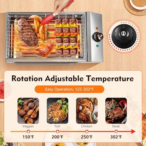 Countertop Electric BBQ Grill, 1800W Commercial Electric BBQ Grill Outdoor with Adjustable Temperature Range Practical Tray and Portable Commercial Non-Stick Barbecue Griddle Rack for Domestic Party - Image 5