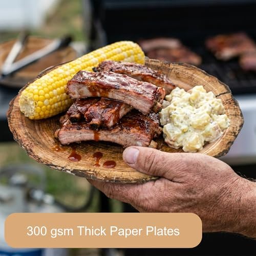 400 Pcs Disposable Rustic Wood Grain Slice Tableware Set for 50 Guests - Image 4