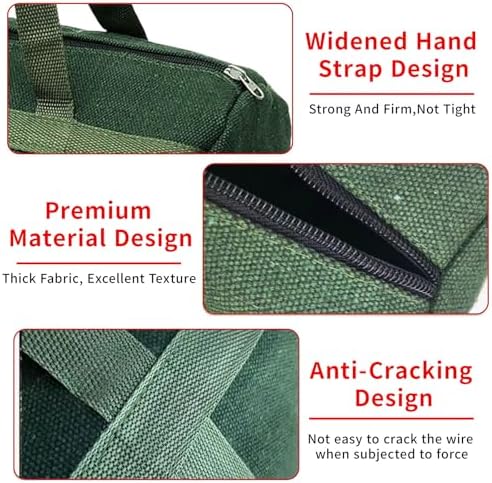 Grill Accessory Storage Bag, 24"" Extra Thick Canvas Grill Utensil Storage Bag, Double Zipper Grill Tool Storage Bag, BBQ Tool Storage Bag Carry Bag for Camping Hiking Barbecue, Dark Green - Image 3