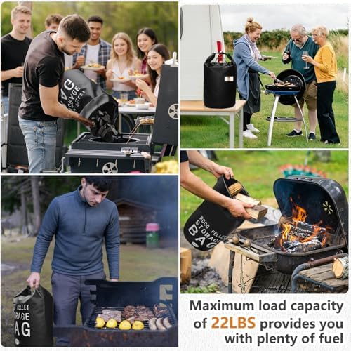 Wood Pellet Storage Containers Waterproof Charcoal Storage Bin-Airtight Smoker Pellet Storage Bin w/Label Pocket & Buckle Seal & Dual Handles Pellet Containers for Grill Outdoor(22LB) (1-Pcak) - Image 5