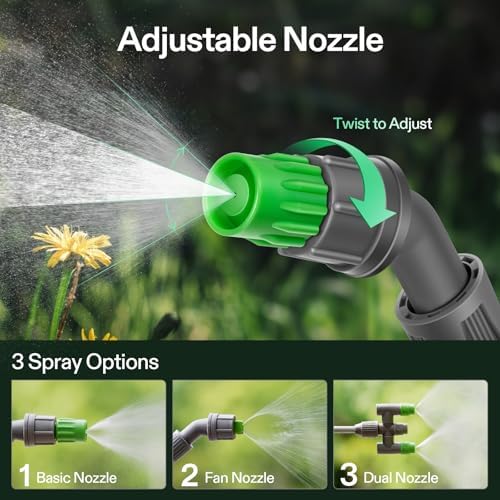 VIVOSUN 1.35 Gal/5L Pump Sprayer, Garden Water Sprayer for Plants, Weeds & Lawn Care, with 3 Nozzles, 50'' Long Hose & Pressure Relief Valve (Pack of 2) - Image 2