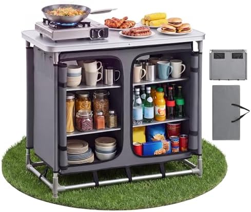 VEVOR Folding Camping Storage Cabinet, Outdoor Portable Lightweight Table by VEVOR
