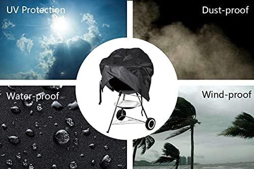 Grill Cover for Weber Round Grill Cover Water Proof Heavy Duty Outdoor Canvas BBQ Grill Cover Dome Smoker Cover (26 inch) - Image 7