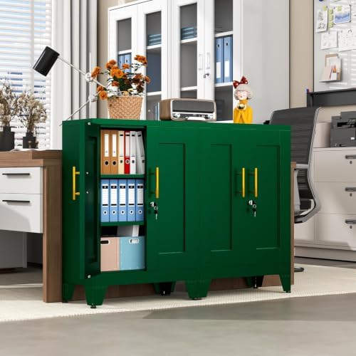 GAIOUS 36" Metal Office File Cabinet, Green Locked Garage Storage Cabinets - Image 2