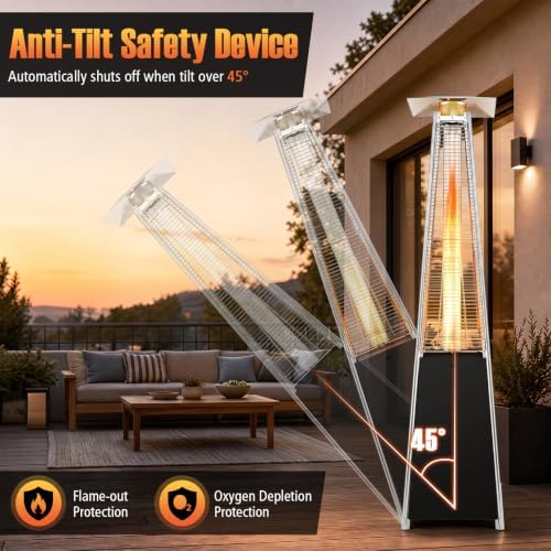 Tangkula 45000 BTU Pyramid Patio Heater with Wheels & Zippered Cover - Image 6