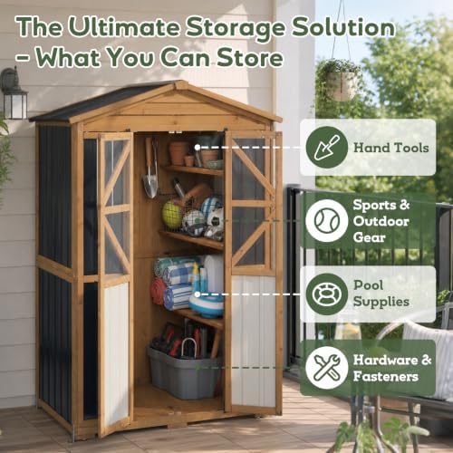 Extra Large Outdoor Storage Cabinet Weatherproof, Garden Shed with Shelves - Image 7
