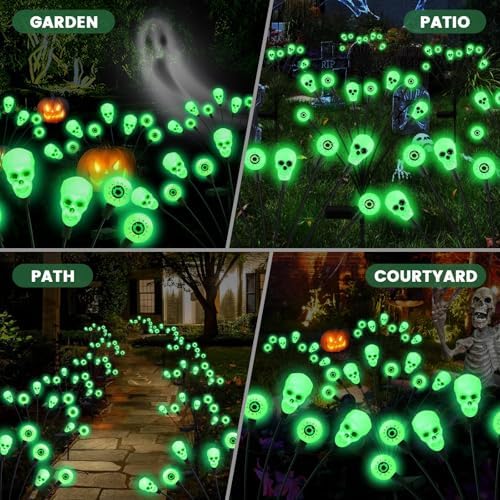 vignuto Halloween Decorations Outdoor, Scary Eyeball Lights,4PACKS 32LED,IP65 Waterproof,Halloween Decor for Garden/Yard/Patio/Lawn/Pathway(Green) - Image 4