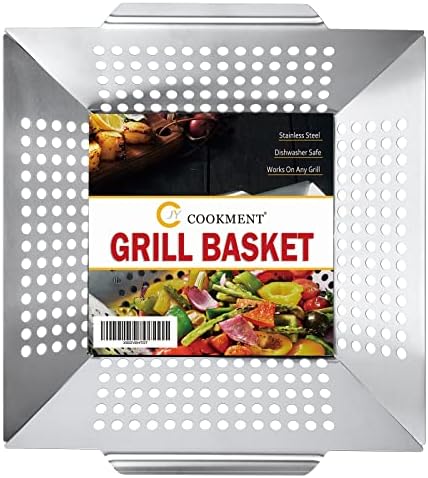 Grill Basket- Stainless Steel Grilling Basket for Indoor and Outdoor Use by JYCOOKMENT