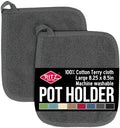 RITZ Terry Potholder & Hot Pad: Unparalleled Heat Resistant, Durable 100% Cotton – Ergonomically Designed for Optimal Grip – Easy-Care Machine Washable – 2-Pack, Graphite by RITZ