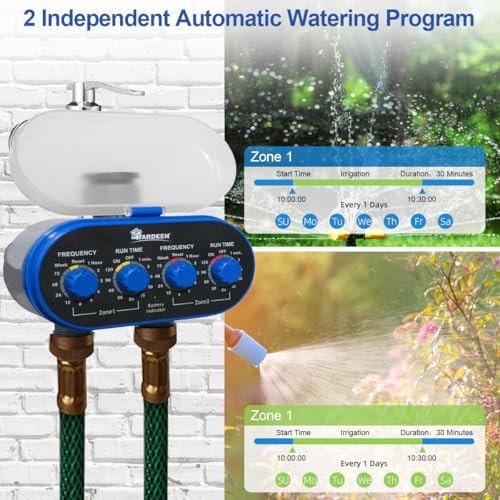 Watering Hose Sprinkler Timer Garden Irrigation System Controller Electronic Water Timer with Two Outlets Color Blue - Image 3