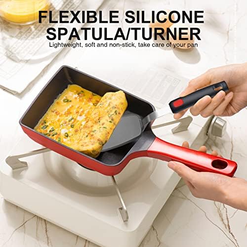 4PCS Flexible Silicone Spatula Turner Set and Kitchen Food Tongs with Silicone Tips, 600F Heat Resistant, Ideal for Flipping Eggs, Fish, Burgers, Pancake and Strong Grip on Salads, Pasta, Steaks, BBQ - Image 2