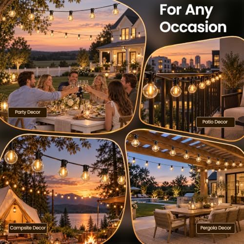 RTTY 50FT Outdoor String Lights, 25+1 G40 LED Bulbs,Dimmable Patio Lights - Image 6