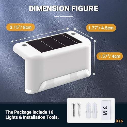 SOLPEX Solar Fence Lights Outdoor 16 Pack, Waterproof Led, Warm White - Image 6