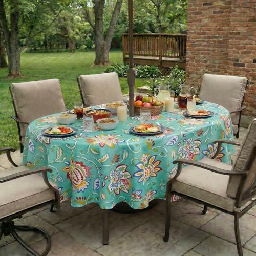 EHouseHome Outdoor Indoor Tablecloth with Umbrella Hole for Oval Table,Waterproof Patio Table Cloths, Spring/Summer Table Covers with Zipper for Backyard Circular Table/BBQs/Picnic,60 x 84 inches by EHouseHome