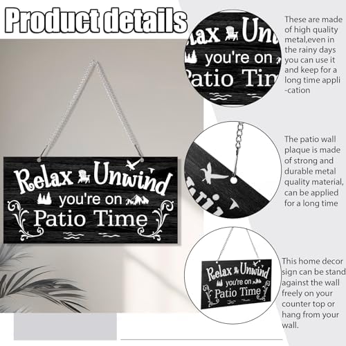 Hotop Metal Patio Sign Vintage Wall Decor for Outdoor, 10 x 5", Black - Image 3