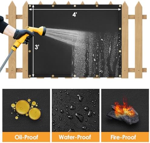 Fireproof Grill Heat Shield for Deck Railing/Wall, 4'x3', Black - Image 5