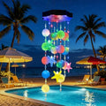 Toodour Boho Wind Chimes for Outside, Birthday Gifts for Women Mom Grandma, Waterproof 21 LED Solar Powered Shell Sea Star Hanging Lights for Patio Garden Yard Porch Outdoor Decor - Multicolor by Toodour
