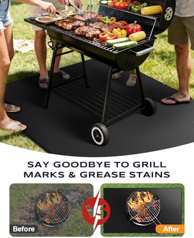 Non-Curl 60x40 inch Under Grill Mats for Outdoor Grill, Indoor Fire Pit Hearth Rugs for Fireplace, Double-Sided Fireproof, Oilproof & Waterproof BBQ Grill Mat, Easy to Clean,for Deck/Patio/Lawn - Image 4