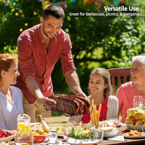 Sorbus Rib Rack for Smoking, Grill Roasting Stand (XL, Black) - Image 3