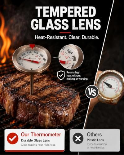 Oven‑Safe Analog Meat Thermometer, 2‑in Dial Adjustable Target Marker 2pc - Image 5