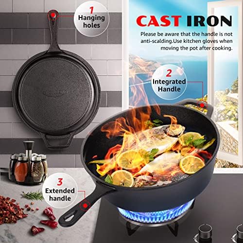 Overmont 2-in-1 Cast Iron Dutch Oven - 3.2QT Deep Pot with Lid Recipe - Image 6