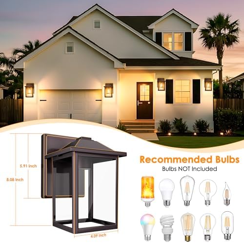 MATAMEYE Outdoor Wall Light Fixture, Exterior Waterproof Porch Lighting - Image 2