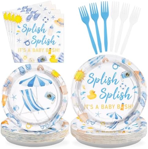 96 Pcs Splish Splash Baby Shower Decorations for Kids Hawaiian Serves 24 by Greencian