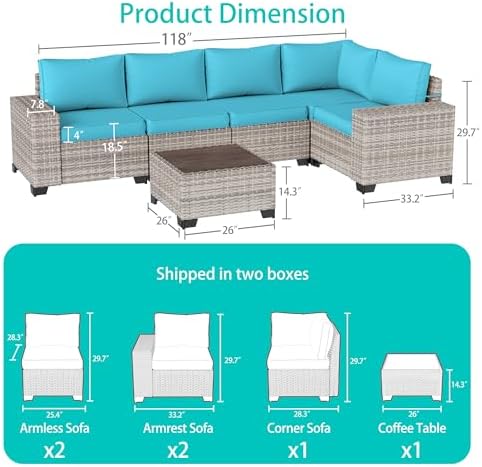 Outdoor Patio Furniture Set PE Wicker Rattan Outdoor Sectional Sofa - Image 5