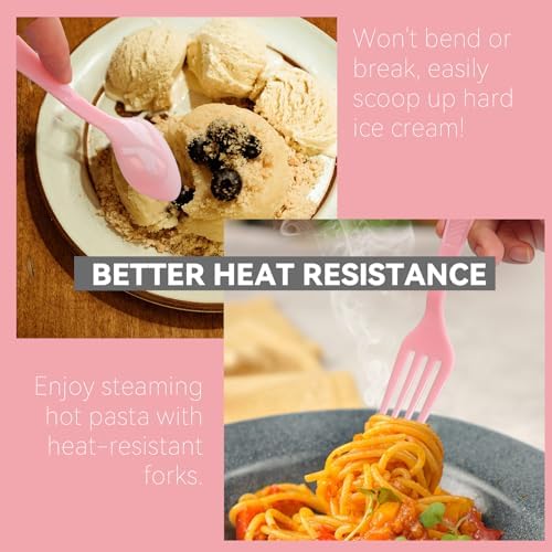 Pink Plastic Forks Heavy Duty, Disposable Party Supplies 104 PCS - Image 3
