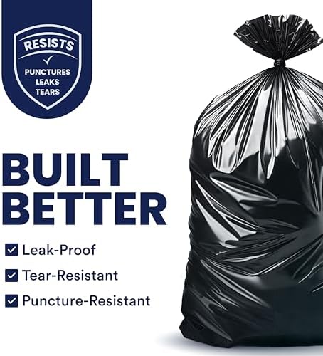 Plasticplace 55-60 Gallon Trash Bags │ 1.0 Mil │ Black Heavy Duty Garbage Can Liners │ 38” x 58” (100 Count) - Image 2