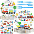 Train Party Decorations - Train Party Plates and Napkins for Kids, Serves 40 Guests by BonBeeDesign