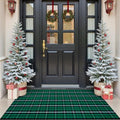 OJIA Christmas Outdoor Rug 3'x5' Front Door Mat Green Plaid Rug Porch Decor by OJIA
