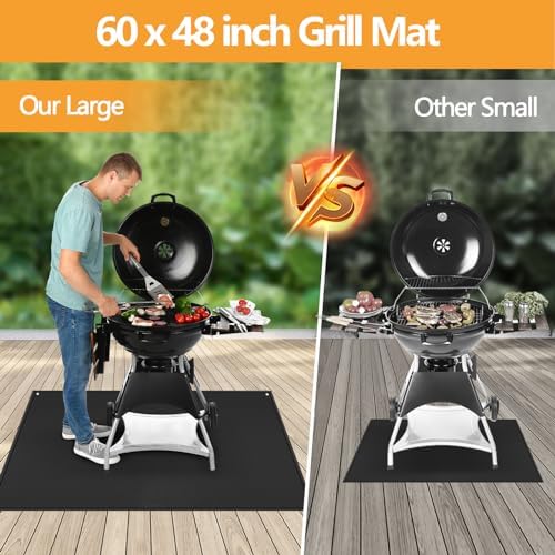 TOHONFOO Large Grill Mats for Outdoor Grill Deck Protector 60 x 48 x 0.04in - Image 2