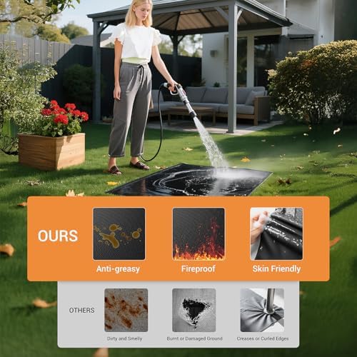 Under Grill Mats for Outdoor Grill, Thickened Double-Sided Fireproof Grill Pad for Fire Pit, Non-Slip BBQ Mat, Oil-Proof Waterproof Indoor Fireplace Mat Fire Pit Mat for Decks and Patios Lawn - Image 4