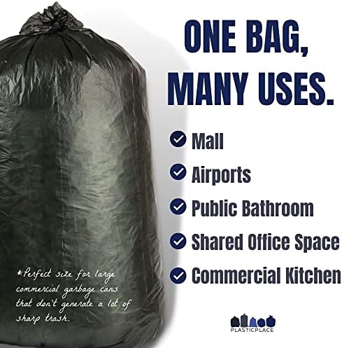 Plasticplace 40-45 Gallon Trash Bags │12 Microns │ Black High Density Garbage Can Liners │ 40" x 48" (250 Count) - Image 2