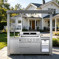 94" Stainless Steel Outdoor Kitchen Island with 6-Burner 85000 BTU,Heavy-Duty Natural Gas Grill with Rotisserie Oven,Galvanized Steel Roof,Granite Countertops,Refrigerator,Sink.(Natural Gas) by INOTEVERITORY