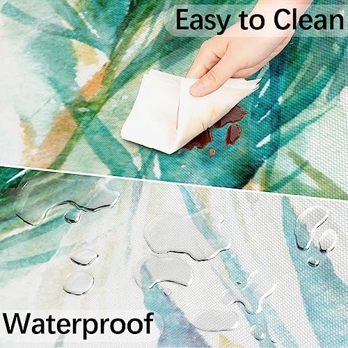 Fitted Round Tablecloth with Umbrella Hole and Zipper Tropical Trees Outdoor Elastic Table Cloth 36"-44" Oil-Proof Waterproof Abstract Tree Patio Table Cover for Picnic Party - Image 5