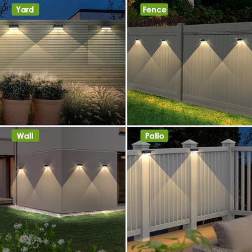 Solar Fence Lights Outdoor，3000/4000/6000K 3 Mode Fence Light Solar Powered - Image 6