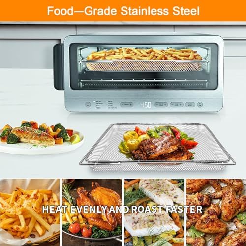 Air fryer Replacement Parts for Ninja Flip Toaster Oven & Air Fryer SP151, 13.4''× 10.6'' Food Grade Stainless Steel Air Fryer Accessories Basket Grill Rack, Dishwasher Safe - Image 6