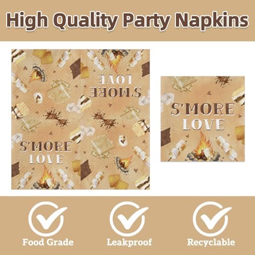 40Pcs S'more Birthday Party Plates and Napkins for 20 Guests Tableware S'mores Camping Supplies for Kids Baby Shower Birthday Party Decorations - Image 4