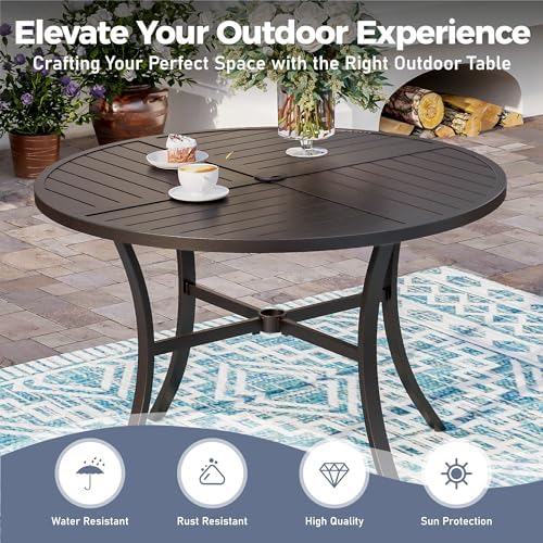 SUNSHINE VALLEY 5pc Patio Dining Set, 42" Round Table & 4 Red Chairs - Image 4