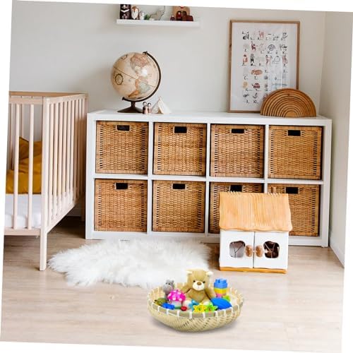 3Pcs Bamboo Woven Food Washing Basket Storage Canister Set, Khaki - Image 4
