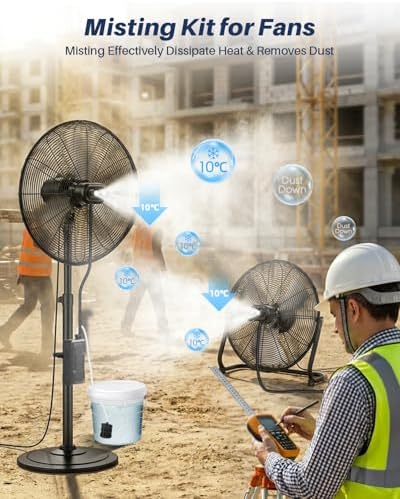 Portable Misting System with Water Pump, 6000mAh Outdoor Misters for Outside Patio, Magnetic Water Cooling Fan Misters Set for Patio, Industrial Fan, Canopy, Sports, Greenhouse, Beach, Dugout, Camping - Image 3