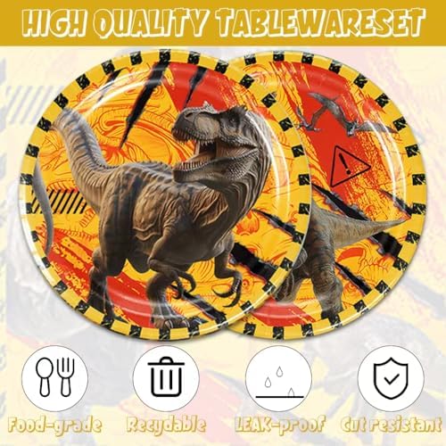 40pcs Dinosaur Birthday Party Decorations Plates and Napkins Dinosaur Party Supplies Favor Tableware Set for Boys Kids Baby Shower - Image 3