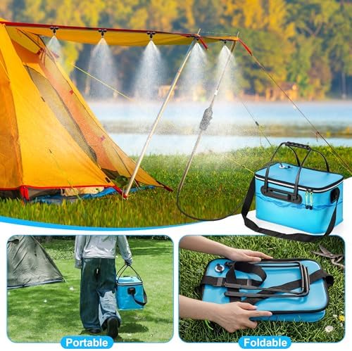 6 Gallon Outside Misting System, 30 FT Cooling Misters with Pump, Blue - Image 6