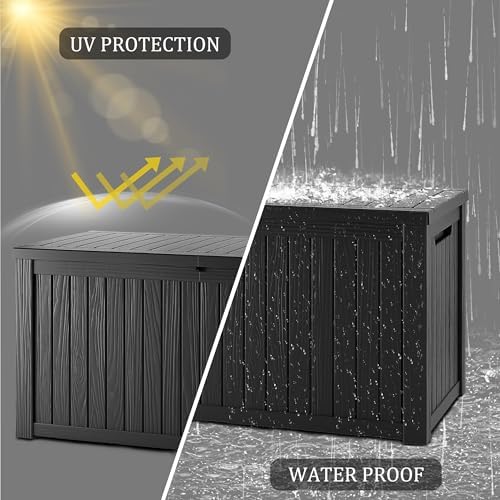 Outdoor Storage Box, 270 Gallon Waterproof Deck Box, Super-Sized Gas-Spring Resin Trunk for Large Seat Pillows, Heavy-Duty Lockable Backyard Storage Sofa, Garden Lawn, Black - Image 5